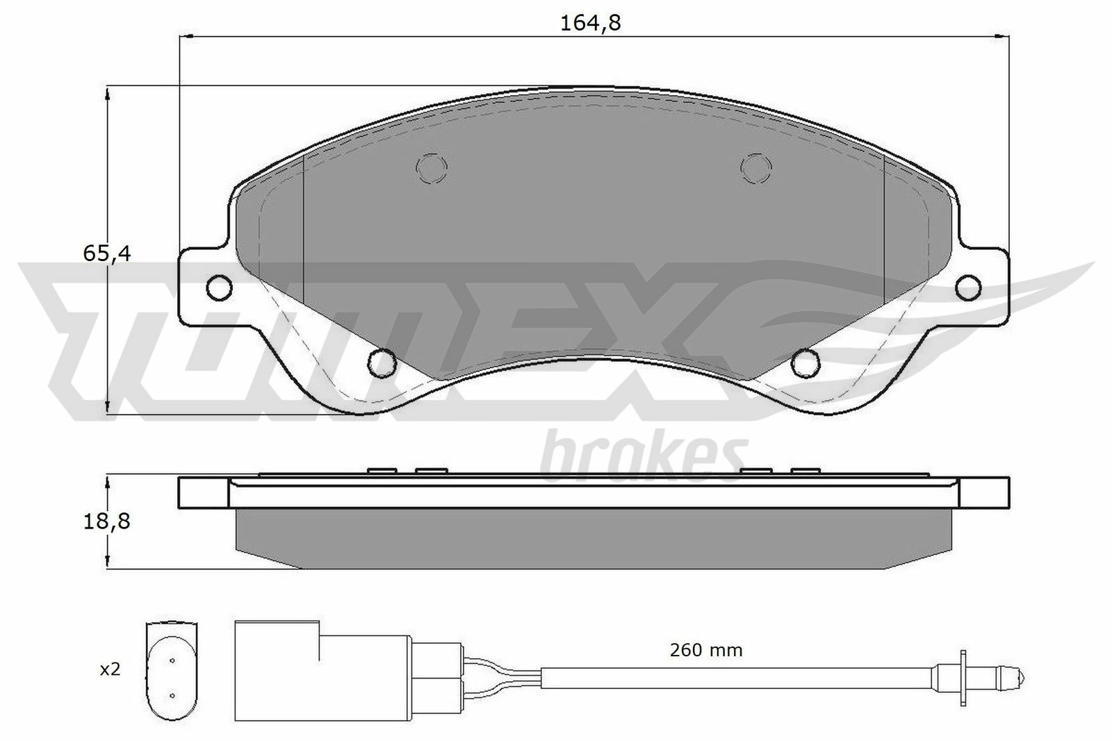 Sada brzdových destiček, kotoučová brzda TOMEX Brakes